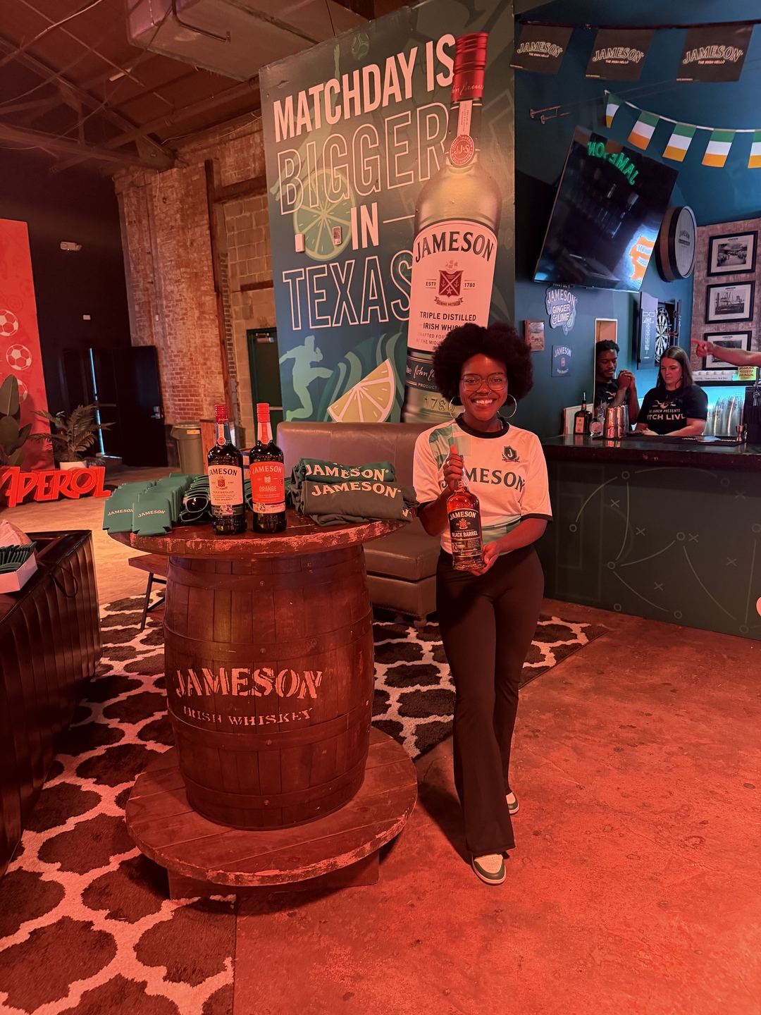 Events — Jameson Irish Whiskey 'Matchday is Bigger in Texas' activation with branded ambassador and barrel display